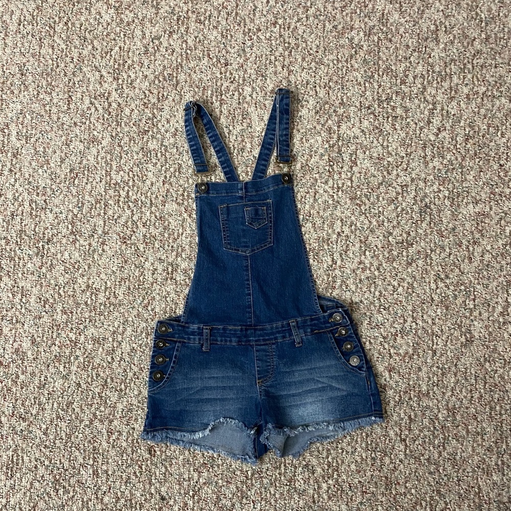 Denim overall shorts